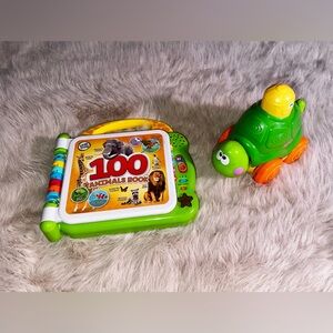 LEAPFROG 100 Animals Book & FISHER PRICE Push Turtle Toy Baby Toddler Bundle